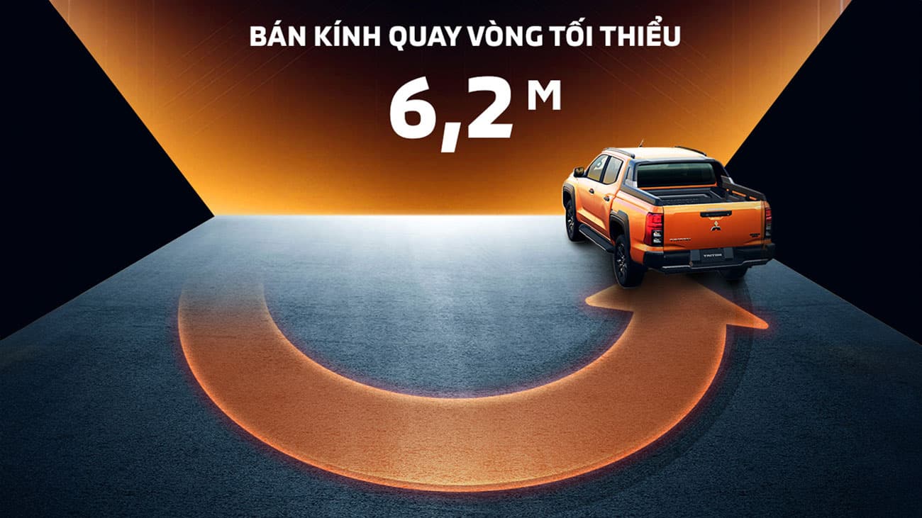 Bán kính quay vòng tối thiểu: Giúp xe vận hành linh hoạt và dễ dàng quay đầu trong những cung đường hẹp​